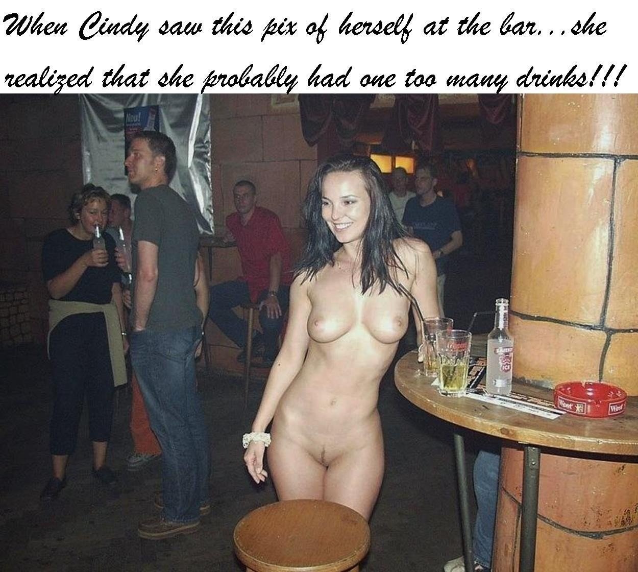 Sexy babe naked photos in bar