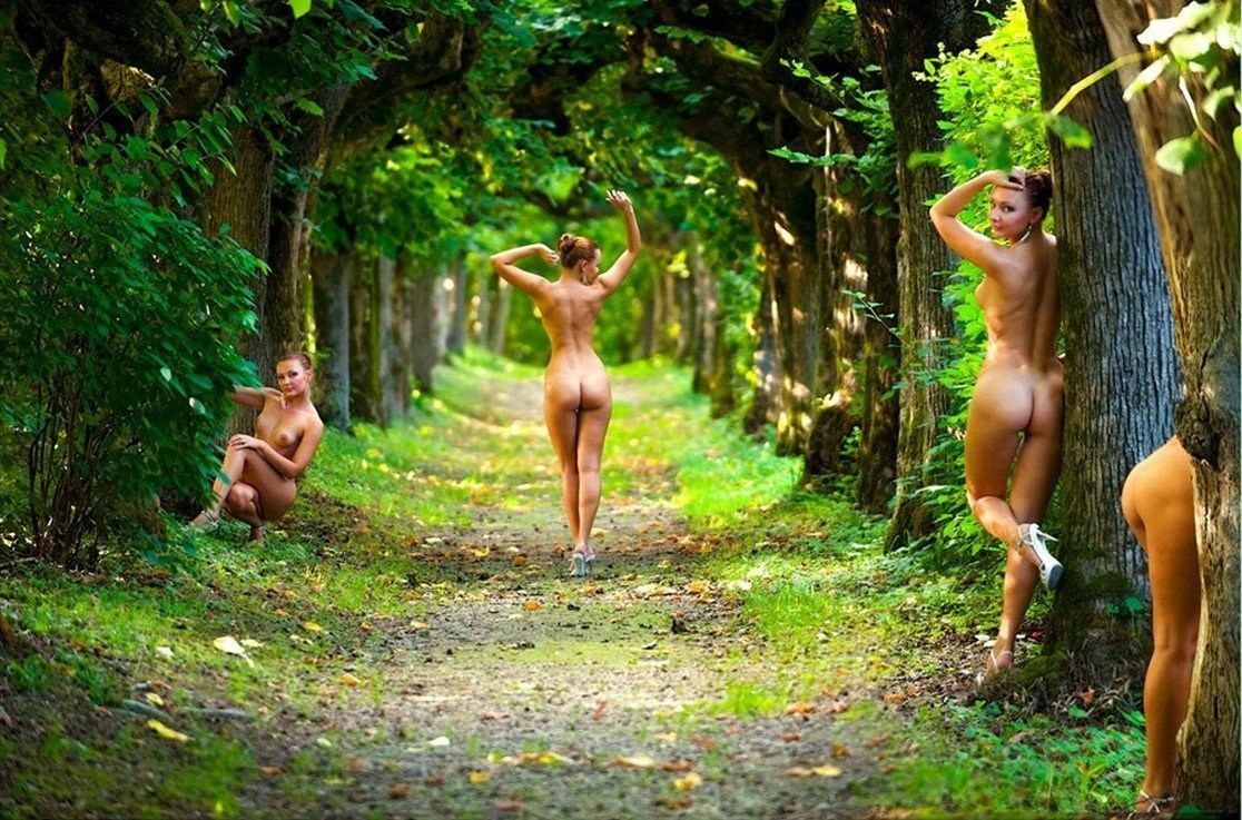 Красотка Riley Reid загорает голышом на лесной поляне